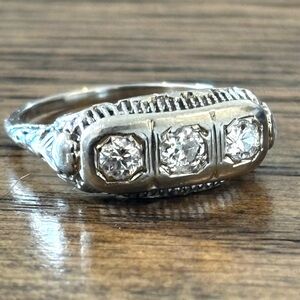 (SOLD) Antique 3 stone Filigree Ring